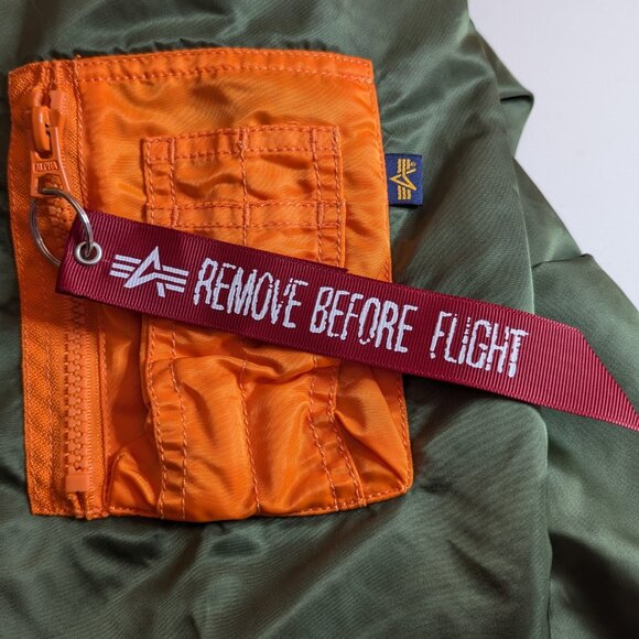 ALPHA INDUSTRIES SEAFARER anorak Sz S SAGE & ORANGE REMOVE B4 FLIGHT HIGH END !! - Picture 10 of 16